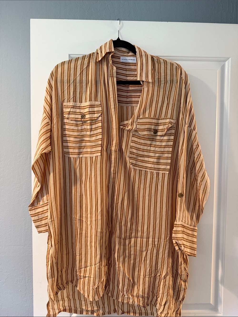 Faithful the brand Striped Tan & Brown woman’s tunic dress